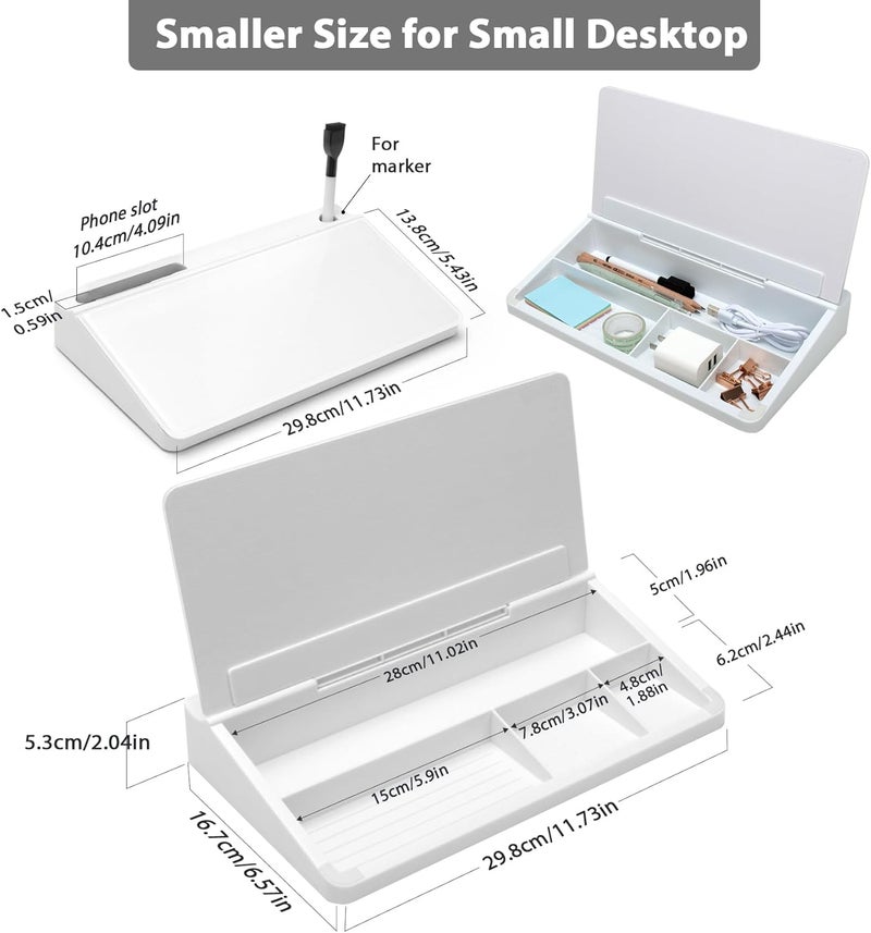 Varhomax Glass Desk Buddy Whiteboard with Storage, Small Dry Erase Desktop White Board Caddy to-do List Memo Notepad for Office, School and Home Office Supplies - Image 4